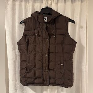 GAP Women’s L Brown Hooded Quilted Puffer Vest